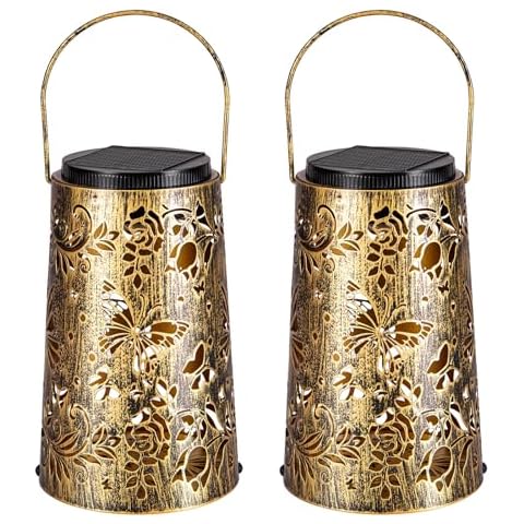 Solar Lanterns, Butterfly Light, Outdoor Waterproof, Metal, Garden, Yard, Backyard, Porch, Table, Pathway Decorative Warm Cool Light for Women Grandma Gifts 2pcs Cover