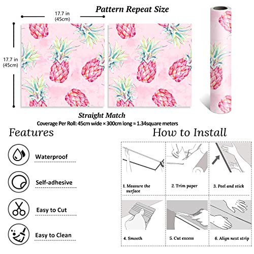 VEELIKE Carta da Parati Ananas Rosa Acquerello