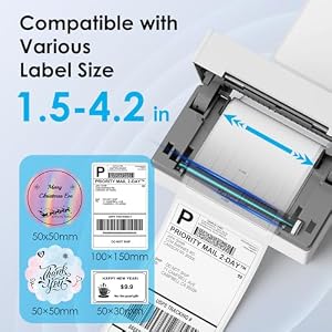 KNAON Bluetooth Thermal Shipping Label Printer, 4x6 Portable Thermal Address Label Printer for Small Business, Compatible with iPhone, Android, Windows, Mac–Works with Etsy Shopify USPS&More, White — photo 2 of 6