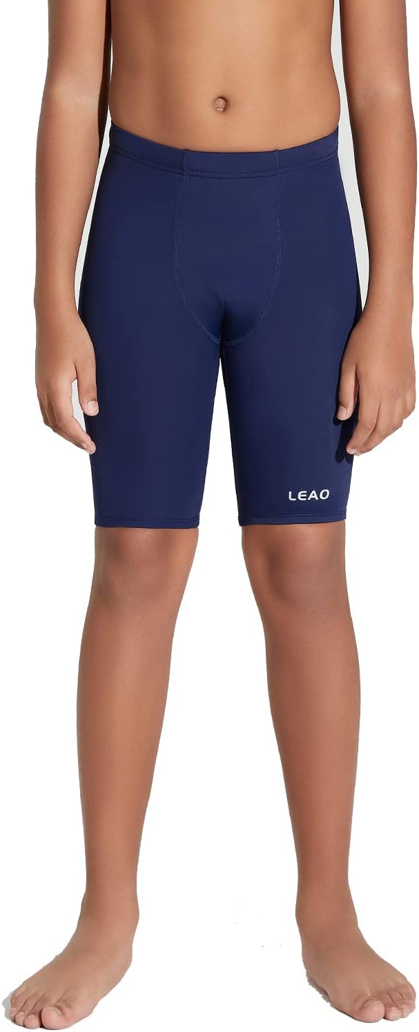 Youth Boys Swim Jammers Solid Swimsuit UPF 50+ Sun Pretection Quick Dry Athletic Swimming Shorts