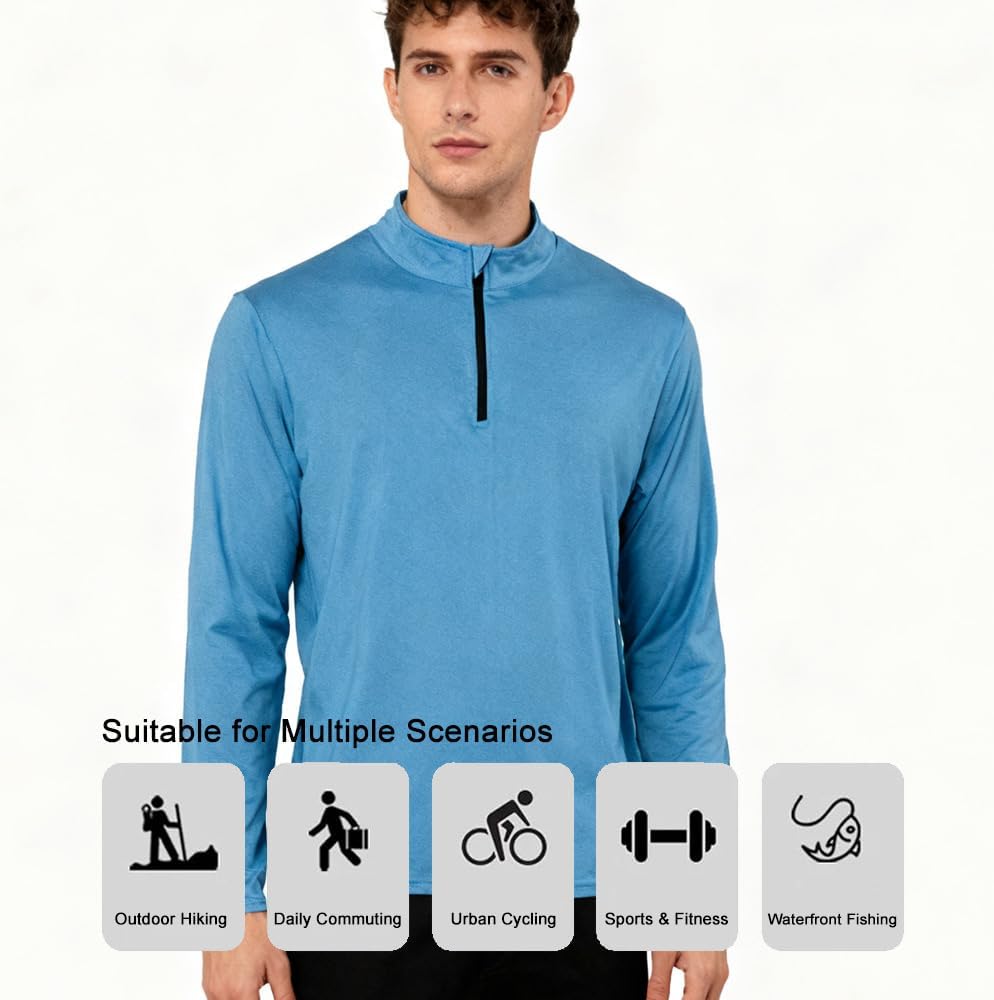 4-Pack Men's Quarter Zip Long Sleeve Running Shirts - Moisture Wicking Athletic Tops, Breathable Workout Shirts Multi - Image 5