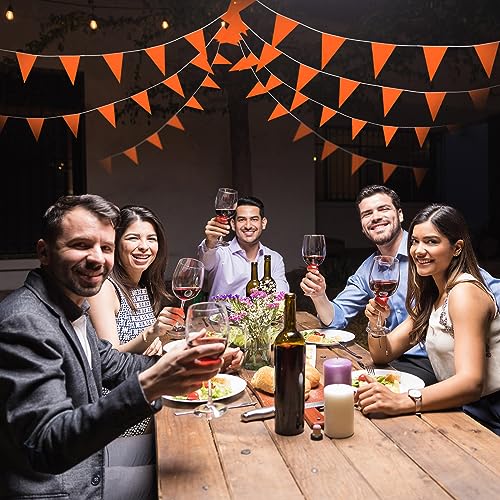 Preboun 400 ft Christmas Solid Pennant Banner Flags 240 Pcs String Hanging DIY Triangle Bunting Bulk Garland for Grand Opening Carnival Birthday Party Decoration Outdoor(Orange)