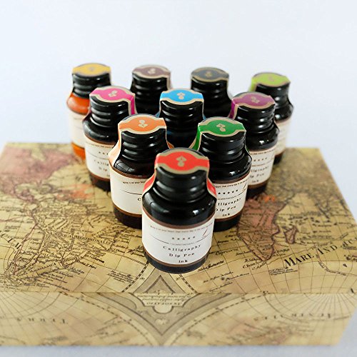 Gc Quill LL-710 Gc Calligraphy Pen Ink, 10 Colors Fountain Dip Pen Ink Set Non-Carbon Drawing Writing Art Craft Calligraphy Inks Bottles thumb #1