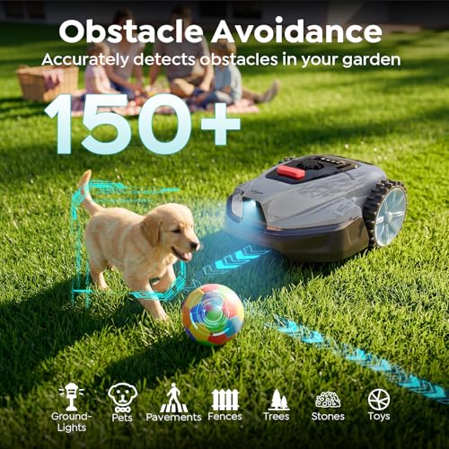 YARDCARE V3 Robot Lawn Mower with Vision Navigation, 150+ Obstacle Detection and App Control, 50 dB Quiet, with Spiral Mowing Mode and Rain Sensor, robotic lawn mower for small to medium‑sized gardens - Image 2