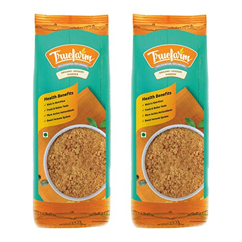 Truefarm Organic Jaggery Powder | Sourced from Himalayan foothills | Healthy Substitute for Refined Sugar | Jaggery/Gud/Bella/Vellam | Jaggery Powder for Tea | No big lumps | Pack of 2 (500g each) Truefarm Organic Jaggery Powder | Sourced from Himalayan foothills | Healthy Substitute for Refined Sugar | Jaggery/Gud/Bella/Vellam | Jaggery Powder for Tea | No big lumps | Pack of 2 (500g each)
