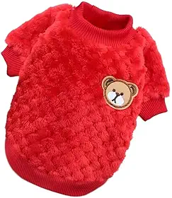 Casaco de lã quente de inverno para cães, meninos, meninas, super macios, roupas para animais de estimação, chihuahua, suéter de gato, para clima frio (2GG vermelho)