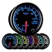 GlowShift Black 7 Color 1500 F Pyrometer Exhaust Gas Temperature EGT Gauge Kit - Includes Type K Probe - Black Dial - Clear Lens - for Diesel Trucks - 2-1/16" 52mm