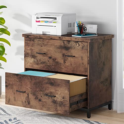 Tribesigns 2-Drawer File Cabinet, Wood Lateral Filing Cabinet, Office Storage Cabinet For A4, Letter Size, Printer Stand With Storage For Home Office, Brown #TOP6