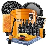 Auto Waschset: ADBL Wascheimer Set (13L | orange) + Schmutzsieb + Deckel für die Auto Handwäsche - schonende Reinigung & Pflege für Innen & Außen - Autopflege, Exterior, Interior | 16-teilig