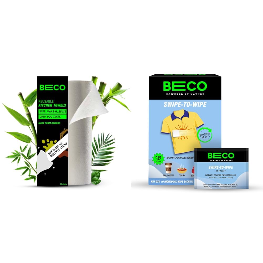 Beco Reusable Kitchen Towel Roll-2000 Times Washable|Soft & Highly Absorbent|Better Alternative to Dishcloth, Kitchen Tissue Paper Roll/Paper Towel|Eco Bamboo Wipes for Home Cleaning|20 Sheets-image-30