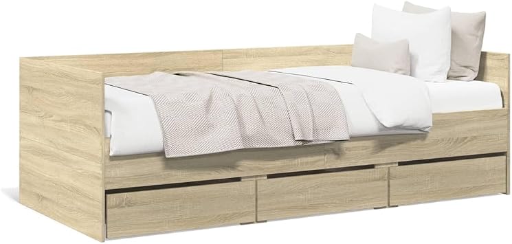Daybed with Drawers, Single Bed with Storage and Trundle, Modern Wooden Frame, Cabin Bed, Guest Sofa, Engineered Wood, Sonoma Oak Tipo 1 75x190 cm
