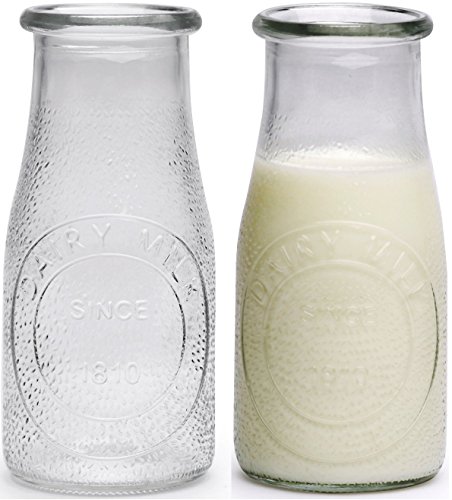 Circleware Hammered Milk Bottles Set of 6, 16 oz Glasses Glassware for Water, Juice, Beer, Wine, Liquor, Kombucha Iced Tea Punch & Cold Drinks, 6pc, Sunrise Farm (69009)