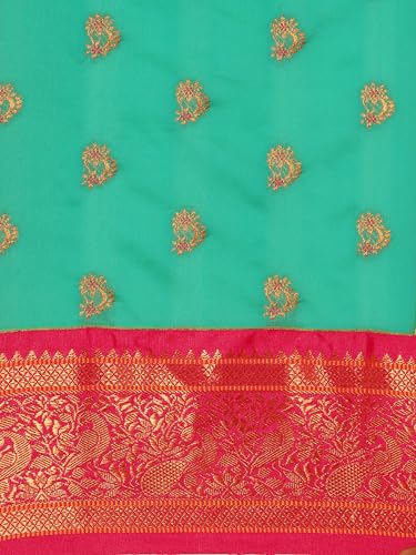 Varkala Silk Sarees sea green paithani silk saree in soft silk – image 5