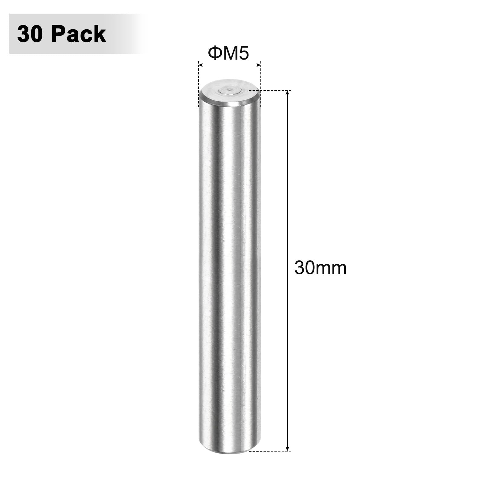 M METERXITY 30-Pack 5 x 30mm Dowel Pin, 304 Stainless Steel Support Pin Fastener Elements for Metal Devices/Wooden Projects - Image 3