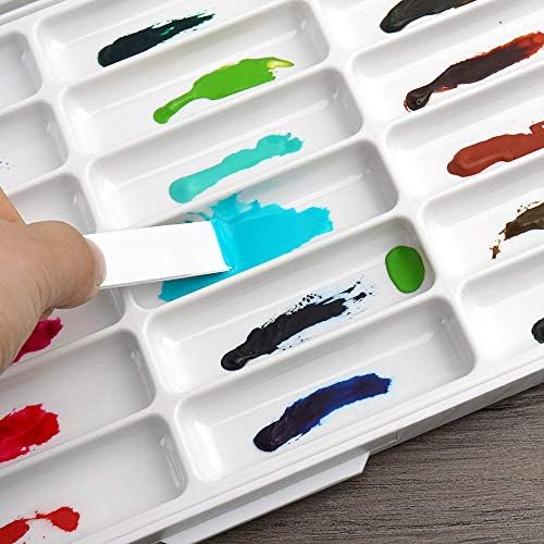 Paul Rubens Watercolor Palette, 24 Wells with 2 Types Paint Tray for Paints Storage and Mixing Colors, Large and Deep, Suitable for Watercolor, Acrylic, Gouache, Oil Paint (Pink)