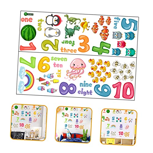 Toyvian 2 Folhas De Adesivo De Parede De Desenho Animado Digital Decoração De Casa Adesivos De Janel
