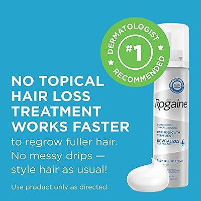 Men's Rogaine 5% Minoxidil Foam for Hair Loss and Hair Regrowth, Topical Treatment for Thinning Hair, 3-Month Supply