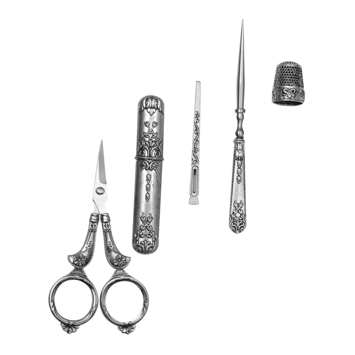 Forbici da Ricamo in Acciaio Inox Argento, Set 1 Pezzo | Taglio Preciso, per Rifiniture e Lavori di Cucito, Stile Retrò Compatto