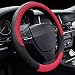 Car Steering Wheel Cover Microfiber Leather Anti-slip Universal 15"/38cm (RED)