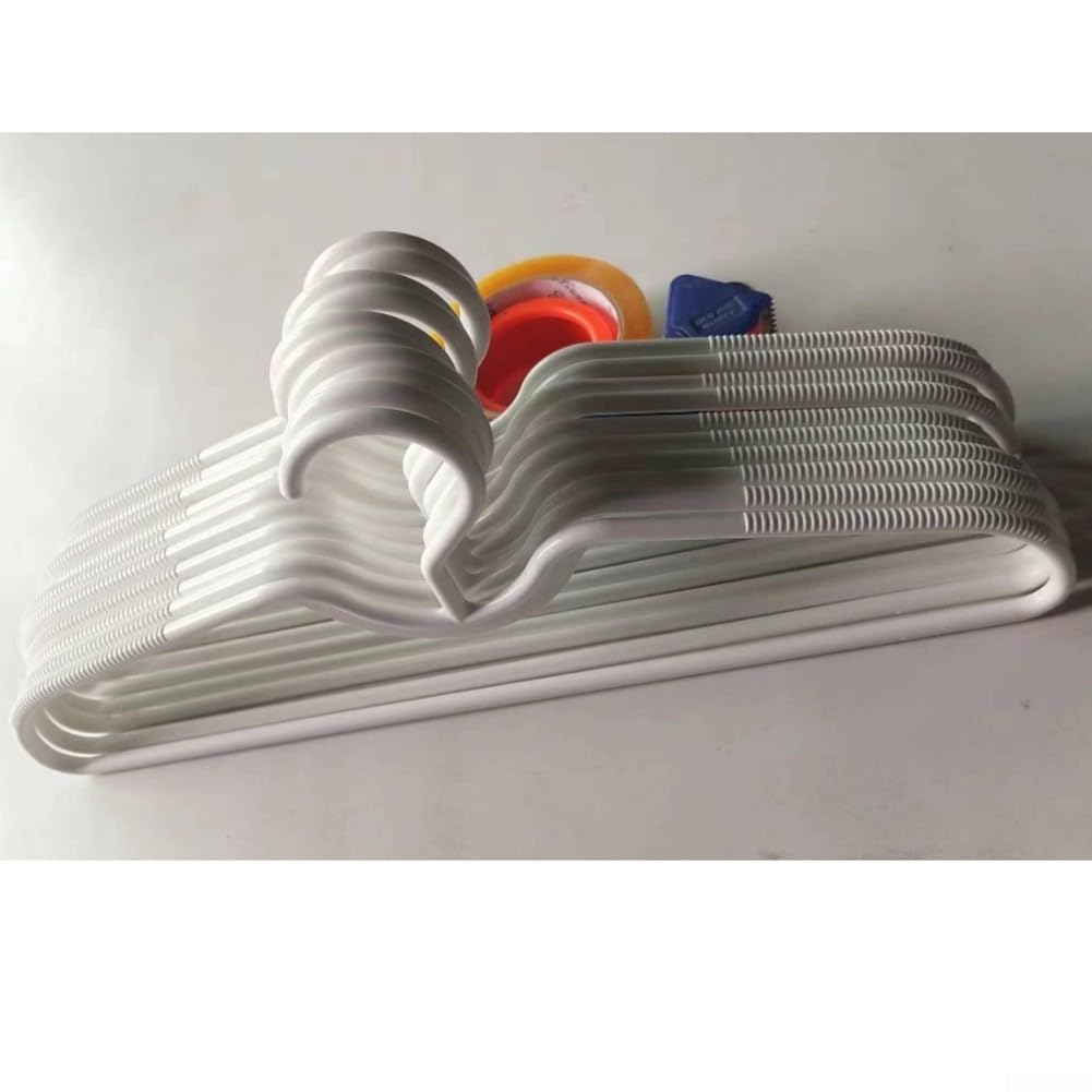 Set 50 Grucce Leggere E Ultra Sottili In Plastica Con Collo Corto – Antiscivolo E Salvaspazio Per Armadio, Bianche - 5