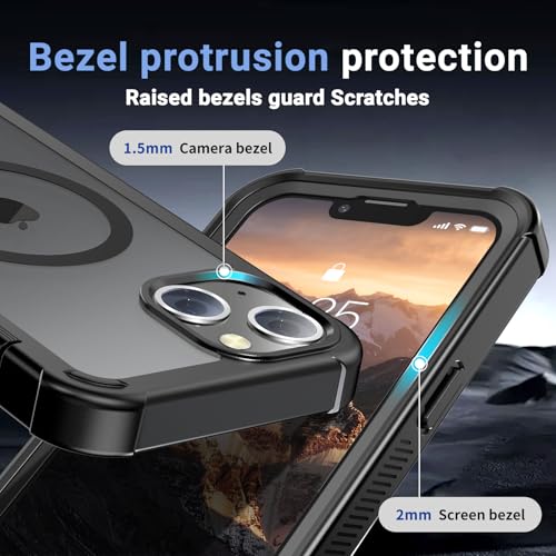 jaroco Magnetic for iPhone 14 Case, [Compatible with MagSafe][Military Grade Drop Protection][Heavy Duty Protection][Non-Slip][Shockproof] 2-Layer Durable Bumper Phone Case 6.1''-Black by jaroco - Image 6