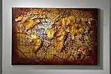GASPO XXL Metallbild Weltkarte | Wandbild mit 3D-Effekt | 80 x 120 cm, Vintage | Deko für ihre Wohnung