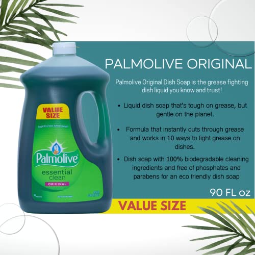 Palmolive Dish Washing Liquid, Dish Detergent Bundled With Scotch Brite Non Scratch Sponge 90Z Original #TOP2