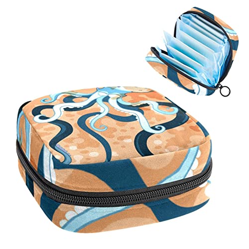 Riesiger Oktopus mit langen Beinen, tragbar, Tampon-Aufbewahrungstasche für Damenbinden, Mehrfarbig, 4.7x6.6x6.6 in/12x17x17 cm