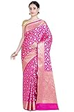 Chandrakala Women's Pink Mercerize Cotton Banarasi Saree,Free Size(1282PIN)