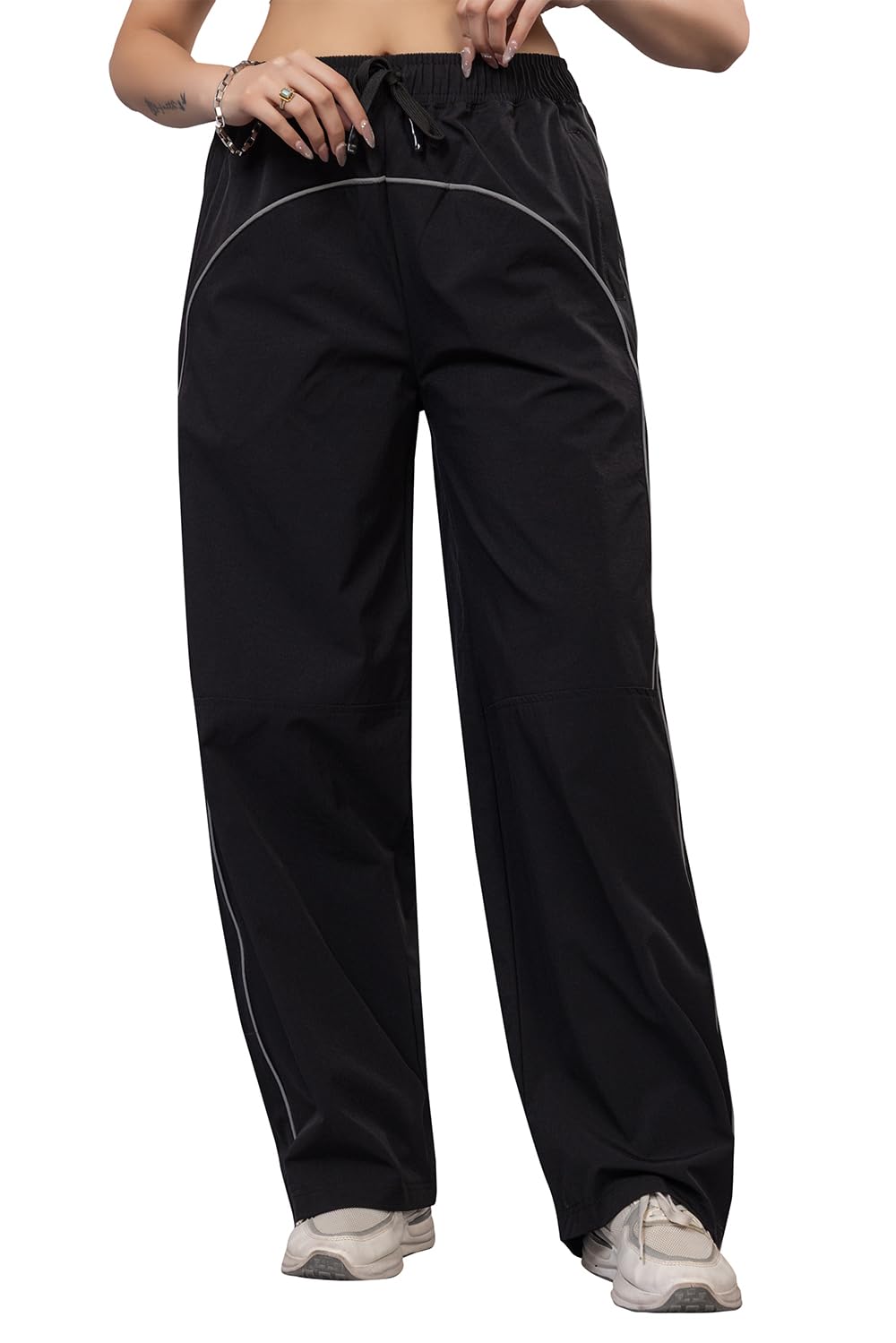 COZY & COVE Reflective Lower for Women |Breathable Gym Pyjama with Zipper Pockets | Stylish Solid Strechable Night Joggers...