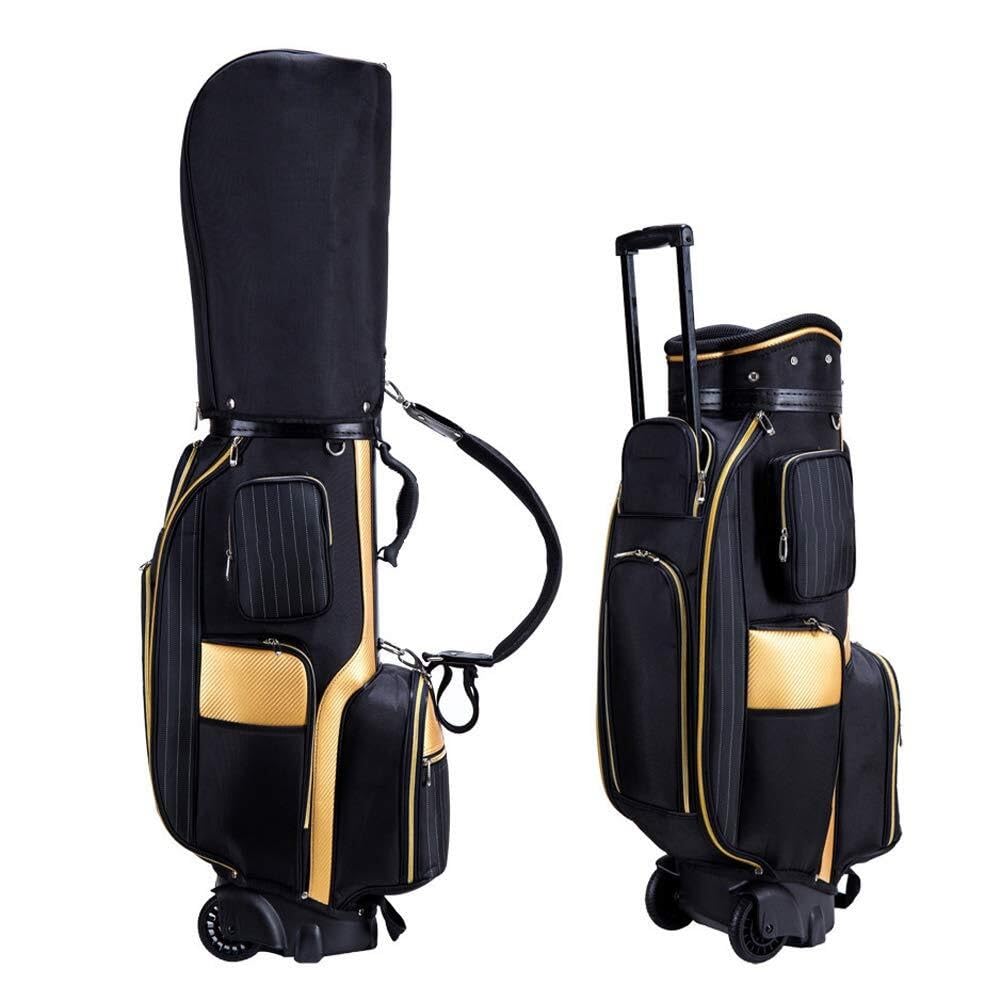 Golfschlägertaschen for Herren, schwarzer, Schwerer Tragetaschenständer mit Rädern und Hebeln | Leicht zu tragende Umhängetasche mit 3-Wege-Unterteilung for den Golfplatz