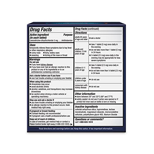 Xyzal Allergy Pills, 24Hour Allergy Relief, 80Count, Original