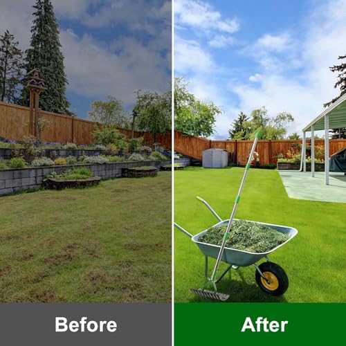 Vertikutierrechen 21 Zinken, Rasenrechen Mit 140 cm Verstellbarem Langem Griff Robuster Garten-Laubgreifer Vertikutier, Mehrzweck-Rasenkamm Zum Jäten, Düngen Lawn Thatching Rake Cleaning Dead Grass