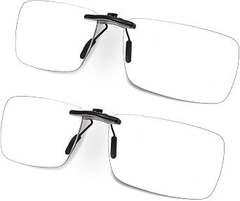 FONHCOO Clip-on Blue Light Blocking Glasses Womens Mens 2 Pack Over Prescription Glasses Framless Lens Anti Eyestrain Headaches UV Filter Computer Gamer Eyeglasses