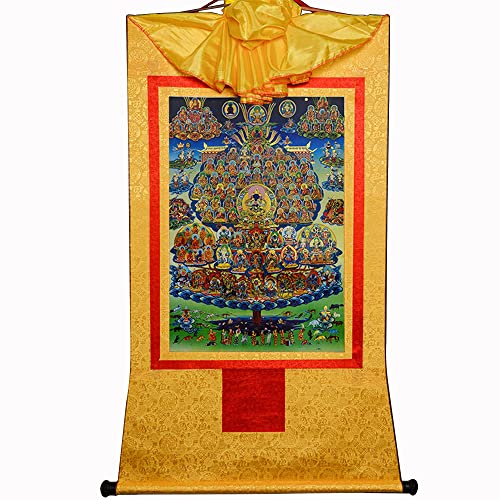 Gandhanra Thangka Tibet Hängend,Karma Kagyu auf Zufluchtsbaum,Kamtsang Kagyu,Gyalwa Karmapa,Thangka Malerei,Tibetische Wandbild,Tibetischer Wandbehang,Zen Buddhismus Wandteppich Meditation Cover