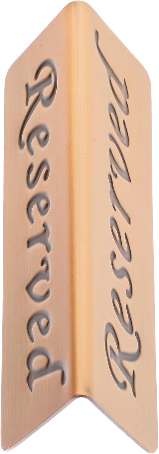 Reserved Table Sign Stainless Steel Seating Reservation Display Sign for Restaurants Copper Finish Suitable for Weddings, Conferences, and Food Service Events
