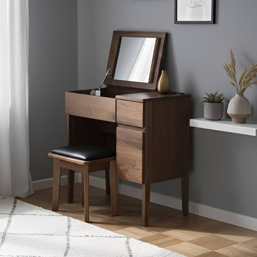 Amazon｜ドレッサー デスク 兼用 完成品 コンセント付き コンパクト