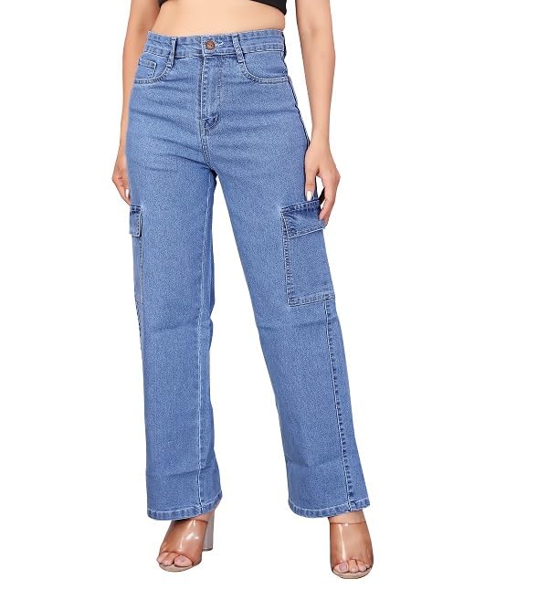 Z&ZENTLY' Women Cargo High Rise Jeans High Waist Wide Fit Jeans –...