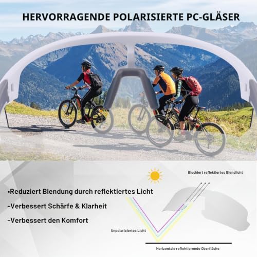 BangLong Fahrradbrille Polarisierte Sonnenbrille Herren Damen, UV400 Schutz Sportbrille für Schnelle, Lauf-, Rennrad Rad-, Biker… – Ansicht 5