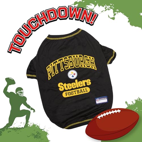 Image of NFL Pittsburgh Steelers Dog T-shirt X-Small. - Licensed Shirt for Pets Team Colored with Team Logos- Premium Stretchable Materials for the comfort of your Dog & Cat