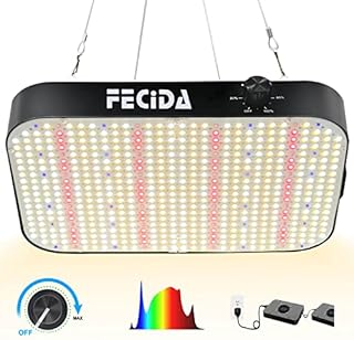 FECiDA 600W LED Grow Light Dimmable, 2022 Best LED Grow Lights for Indoor Plants Full Spectrum, Plant Growing Lamps for Seed Starting Seedlings Vegetables, Daisy Chain Function, Quiet Built-In Fan