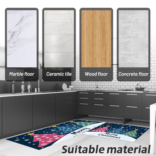 Alfombras de cocina antideslizantes y superabsorbentes con estampado de Navidad 5