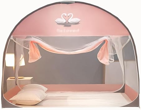 VOIV Bottomed pop-up Bed net Tent, Foldable Design Bedspread, Suitable for Bedroom and Outdoor Travel, Easy to Install and Clean, Suitable for Single Bed or Double Bed Size 150x200x145