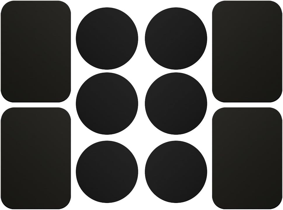 Metal Plate for Phone, [10 Pack] Replacement Mount Metal Plates Kits with Adhesive Universal for All Magnetic Car Phone Holder Cradle Magnet Car Mount, (4 Rectangular and 6 Round), Black