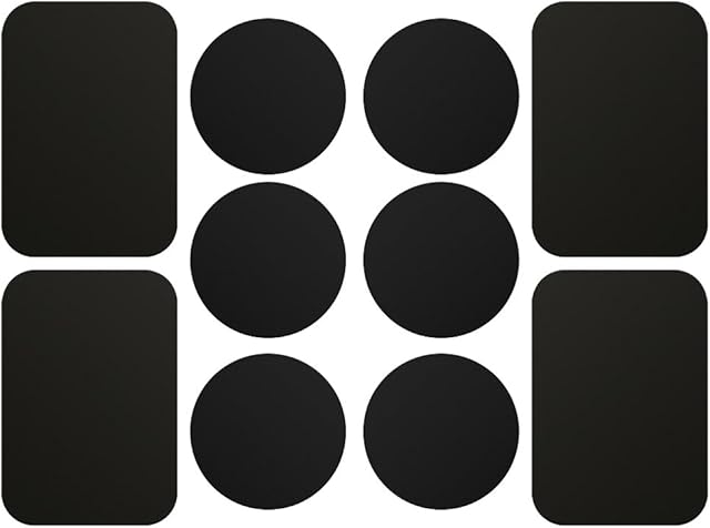 AJOXEL Metal Plate for Phone, [10 Pack] Replacement Mount Metal Plates Kits with 3M Adhesive Universal for All Magnetic Car Phone Holder Cradle Magnet Car Mount, (4 Rectangular and 6 Round), Black