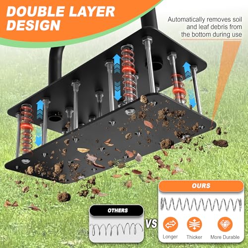 Herramienta manual para airear césped con 15 púas de acero miniatura 2