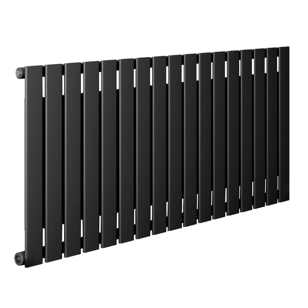 Milano Black Erin Horizontal Single Flat Panel Convector Radiator - 600Mm X 1190Mm