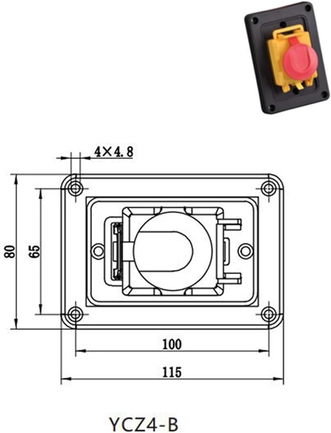 Electromagnetic Switch 400V 7 Pins Starter On Off 15A with Protection Cover Waterproof Momentary Reset Push Button YCZ4-B