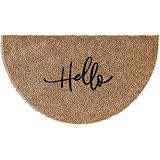 Barnyard Designs 'Hello' Half Moon Doormat Welcome Mat for Outdoors, Large Front Door Entrance Mat,
