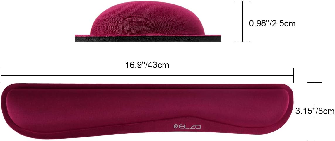 ELZO Wrist Rest Support for Keyboard & Mouse Pad Combo with Comfortable Memory Foam Padding, Nonslip Rubber Base for PC Computer Laptop Mac